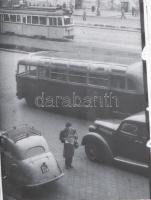 cca 1950 Budapesti villamosok, 4 db fekete-fehér diapozitív, 24x30 mm és 24x36 mm között