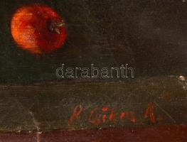 Csikos jelzéssel: Rózsás csendélet. Olaj, vászon, kis vászon hibákkal, 78×57 cm