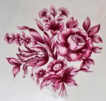 Hollóházi lábas kínáló- Részben kézzel festett. jelzett, hibátlan. d:20 cm