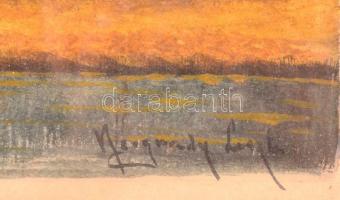 Neogrády jelzéssel: Nyárfa sor. Akvarell, papír, üvegezett keretben, 23×34 cm