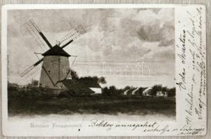 Szélmalmok különféle régi képeslapokon, 5 db reprodukciós negatív Fekete György (1904-1990) budapest...