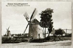 Szélmalmok különféle régi képeslapokon, 5 db reprodukciós negatív Fekete György (1904-1990) budapest...