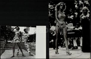 cca 1975 Magyar divat, 5 db vintage fotó, kettő feliratozva, 13x18 cm és 23x16 cm