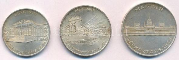 1956. 10Ft + 20Ft + 25Ft Ag "Tízéves a Forint" T:1- kis patina 
Adamo EM4, EM5, EM6