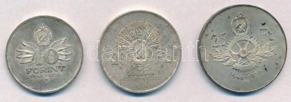 1956. 10Ft + 20Ft + 25Ft Ag "Tízéves a Forint" T:1- kis patina 
Adamo EM4, EM5, EM6