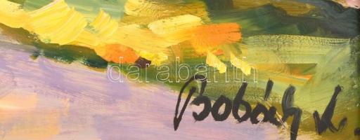 Bobák László (1950-): Nyári utca. Olaj, farost, jelzett, keretben, 44×62 cm