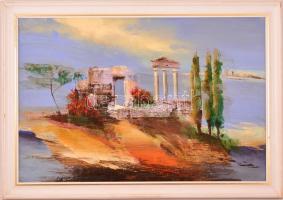 Darabont Tamás (1930-): Görög emlék. Olaj, farost, jelzett, keretben, 40×60 cm