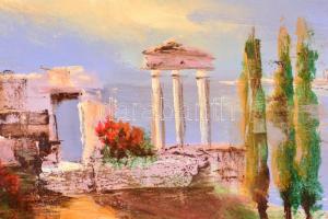 Darabont Tamás (1930-): Görög emlék. Olaj, farost, jelzett, keretben, 40×60 cm