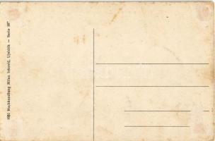 Újvidék, Novi Sad; Erzsébet tér, 27-es és 31-es villamos a pályaudvar felé, gyógyszertár, posta és t...