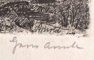 Gross Arnold (1929-2015): Bodrogpart. Rézkarc, papír, paszpartuban, jelzett, 24×30 cm