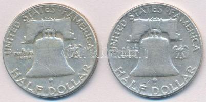 Amerikai Egyesült Államok 1951-1952. 1/2$ Ag "Franklin" (2xklf) T:2,2-
USA 1951-1952. 1/2...