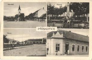 Prísnotice, Námesti, Pomník, Náves / main square, church, WWI Heroes monument, street view, shop. Foto Suchy (EK)