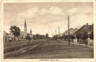 Tőketerebes, Trebisov; Hlavna ulica / Fő utca, templomok. Kiadja J. S. Baránek / main street, churches (fl)
