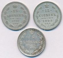 Orosz Birodalom 1904-1915. 15k Ag (3xklf) T:1-,2,3 Russian Empire 1904-1915. 15 Kopeks Ag (3xdiff) C:AU,XF,F