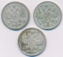 Orosz Birodalom 1904-1915. 15k Ag (3xklf) T:1-,2,3
Russian Empire 1904-1915. 15 Kopeks Ag (3xdiff) ...
