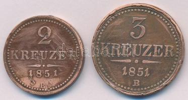 1851B 2kr Cu + 3kr Cu T:2- ph., ü., karc Adamo M5, M6