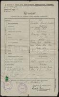 1939 Miskolc, az izraelita hitközség házassági anyakönyvi kivonata, okmánybélyeggel
