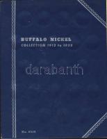 USA "Whitman" rendszerű gyűjtőalbum 5c "Bivaly-Indián" típusú pénzek számára 1913-1938D igen jó állapotban