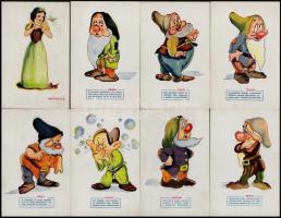 Hófehérke és a hét törpe - 8 db Disney művészlap cseh kiadásban / Snehurka a sedm trpaslíku / Snow White and the Seven Dwarfs - 8 Disney art postcards in Czech edition
