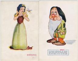 Hófehérke és a hét törpe - 8 db Disney művészlap cseh kiadásban / Snehurka a sedm trpaslíku / Snow W...