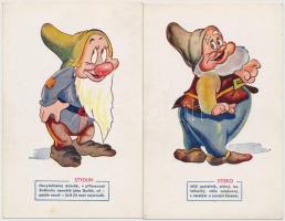 Hófehérke és a hét törpe - 8 db Disney művészlap cseh kiadásban / Snehurka a sedm trpaslíku / Snow W...