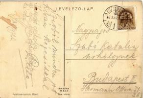 Miki. Bi-Kra Miki / Mickey Mouse with duck. Early Disney art postcard s: Bisztriczky (fa)