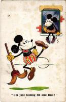 Im just feeling fit and fine / Mickey and Minnie Mouse. Early Disney art postcard. A.R. i. B. 1795. (fl)