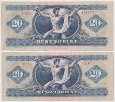 1975. 20Ft (2x) sorszámkövetők, "C653 131672 - C653 131673" T:I 
Adamo F16