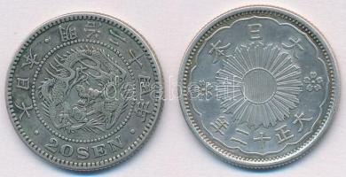 Japán 1891. 20s Ag "Meidzsi" + 1923. 50s Ag "Taisó" T:2,2-,1-
Japan 1891. 20 Se...