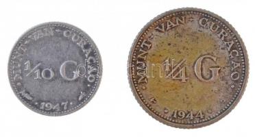 Curacao 1944D 1/4G Ag + 1947. 1/10G Ag "I. Vilma" T:2
Curacao 1944D 1/4 Gulden Ag + 1947....