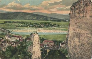 Trencsén, Trencín; látkép a várból, vasúti híd. Kiadja G. Jilovsky / Trenciansky hrad / view from the castle, railway bridge (EK)