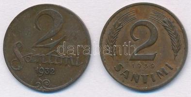 Lettország 1932-1939. 2s Br (2xklf) T:2 Latvia 1932-1939. 2 Santimi Br (2xdiff) C:XF