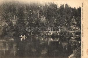 Szomolnok, Schmölnitz, Smolník; Smolnicke Pleso / Schmöllnitzer Teich / Szomolnoki tó, csónakázók / lake with rowing boat (EK)