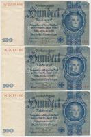 Német Harmadik Birodalom 1935. 100M (3x) sorszámkövetők T:III  German Third Reich 1935. 100 Mark (3x) sequential serials C:F