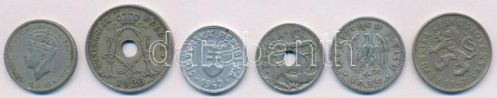 6db-os vegyes külföldi fémpénz tétel, közte érdekesebb darabokkal, Brit Nyugat-Afrika 1938. 3P Cu-Ni...