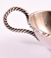 Ezüst(Ag) csavart füles kis adagoló kanál/kiöntő(?), jelzett, 9,8×4,6 cm, nettó: 36,2 g