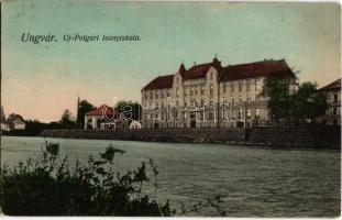 Ungvár, Uzshorod, Uzhorod; Új-Polgári leányiskola, könyvnyomda / girl school, book printing shop