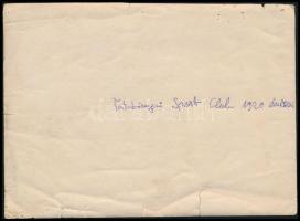 1920 a Tatabányai Sport Club csapata, fotó, hátulján feliratozva, szélén kis szakadásokkal, 12,5×17,...