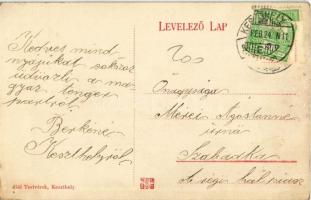 1911 Keszthely, Balaton part csónakázókkal, Hullám és Balaton szállodák. Gál Testvérek kiadása