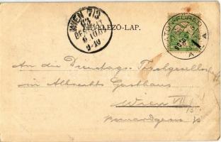 1901 Balatonfüred-fürdő, Alsó nyaralók és Stefánia Yacht clubháza télen, úr a befagyott Balaton jegé...