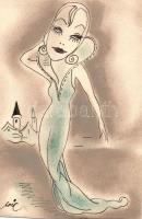 Vogel Eric (1907-1996) szignált grafika 16x24cm