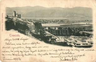 1899 Trencsén, Trencín; látkép, vár. Kiadja Gansel Lipót / Trenciansky hrad / general view, castle (kopott sarkak / worn corners)