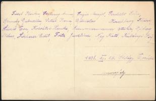 1931 A Szilágyi Erzsébet ünnepély fellépői, csoportkép, hátulján a mozdulatművészek névsorával (Szil...