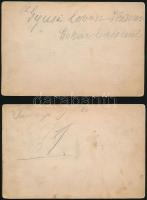 cca 1900 Gyuszi és Oscar Kassán, 2 db lovas fotó, kartonra ragasztva, hátuljukon feliratozva, 11×16,...