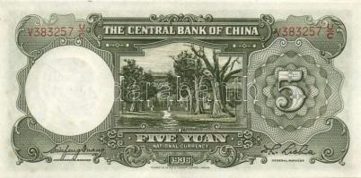 Kína/Köztársaság/Central Bank 1936. 5Y (2x) egymásutáni sorszámmal T:I