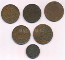 6db-os vegyes külföldi réz- és bronzpénz tétel, közte Ausztrália, Ausztria, Brit-India, Jemen T:2,2- 6pcs of various copper and bronze coins, including Australia, Austria, British India, Yemen C:XF,VF
