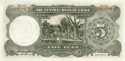 Kína/Köztársaság/Central Bank 1936. 5Y (3x) egymásutáni sorszámmal T:I