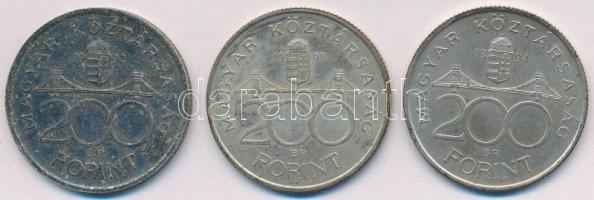 1992-1994. 200Ft Ag "MNB/Deák" (3xklf) T:2 patina