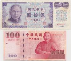 Tajvan 1972. 50Y + 2001. 100Y T:III Taiwan 1972. 50 Yuan + 2001. 100 Yuan C:F