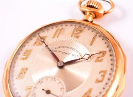 Chronometre Corgemont 14K arany zsebóra. Szép számlappal, működő szerkezettel d:4,7 cm, bruttó: 71 g